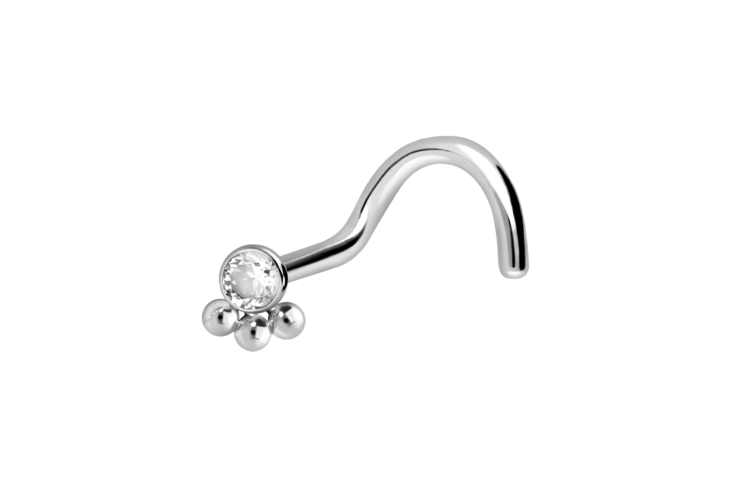 Titan Nasenstecker Nasenpiercing Spirale KRISTALL + 3 KUGELN